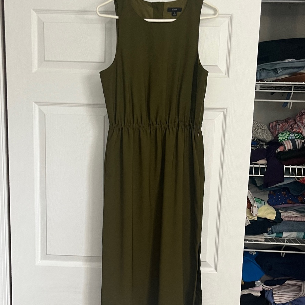 J. Crew Olive Green Midi Dress